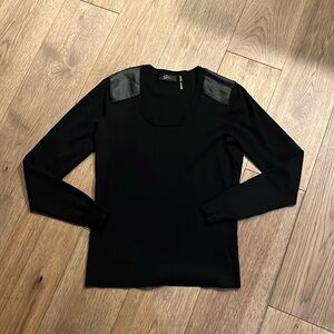 LYN | faux leather shoulder trim sweater, size small